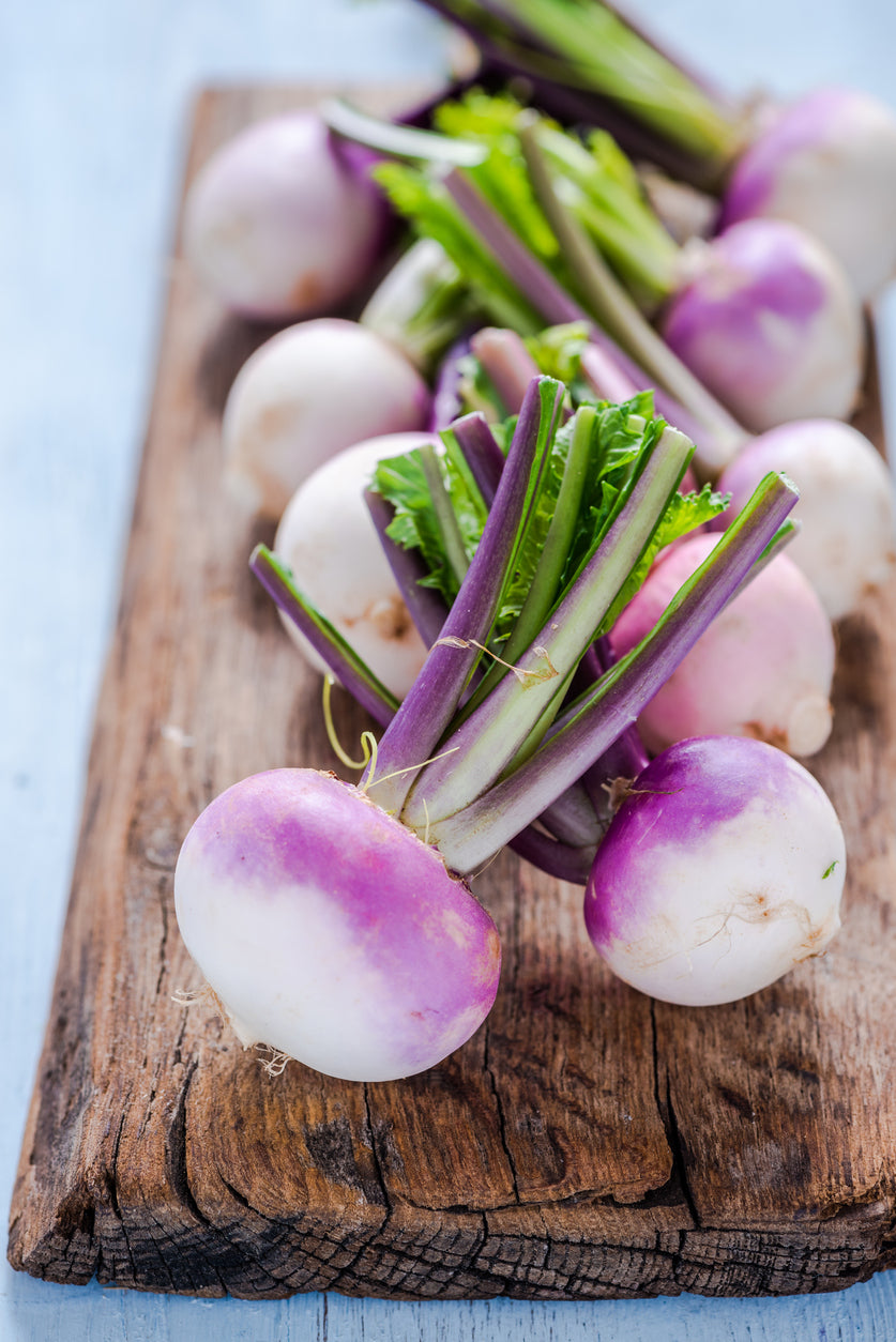1000 Samen Speiserübe „Purple Top White Globe“ – Ertragreiche Turnip Sorte – Robuste Rübensamen für Garten & Hochbeet